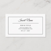 Klassisches Schlichtes Berufliches Schwarz-Weiß-Ge Visitenkarte (Vorderseite)