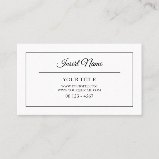 Klassisches Schlichtes Berufliches Schwarz-Weiß-Ge Visitenkarte (Vorderseite)