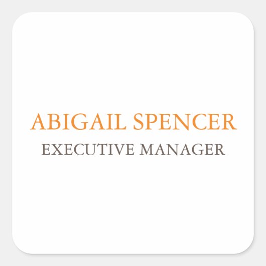 Klassisches Schlichtes, einfaches und Berufliches Quadratischer Aufkleber (Vorderseite)