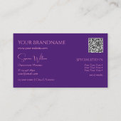 Klassisches Schlichtes Royal Lila mit Monogram QR- Visitenkarte (Rückseite)