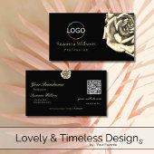 Klassisches Schlichtes Schwarz-Beige-Rose-Logo und Visitenkarte