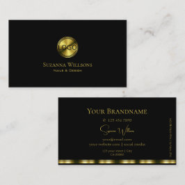 Klassisches Schlichtes Schwarz und Gold mit Logo S Visitenkarte