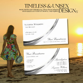 Klassisches Schlichtes Weiß mit dekorativer Silber Visitenkarte