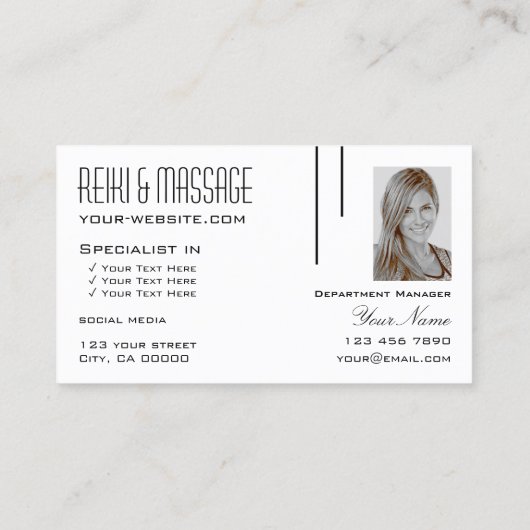 Klassisches Schlichtes Weiß mit Foto Beruflich Mod Visitenkarte (Rückseite)