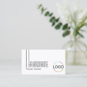 Klassisches Schlichtes Weiß mit Logos und Foto Ber Visitenkarte (Stehend Vorderseite)