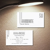 Klassisches Schlichtes Weiß mit Monogramm Beruflic Visitenkarte