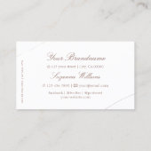 Klassisches Schlichtes Weiß mit Rose Gold-Dekor ei Visitenkarte (Rückseite)