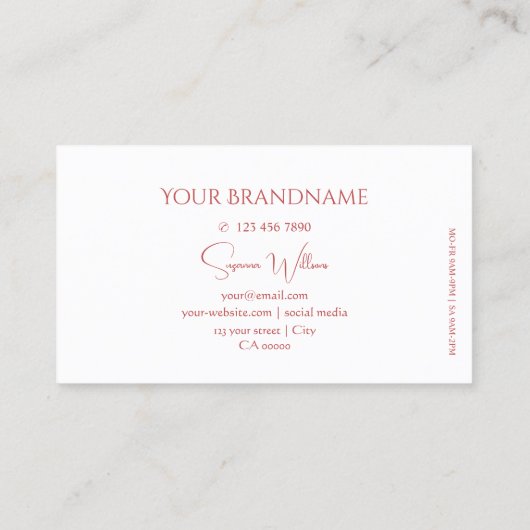 Klassisches Schlichtes Weiß und Rot mit Monogram M Visitenkarte (Rückseite)