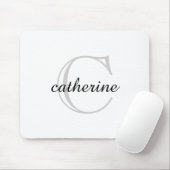 Klassisches Schlichtes White Script Monogram Mousepad (Mit Mouse)
