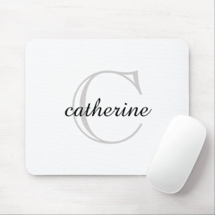 Klassisches Schlichtes White Script Monogram Mousepad