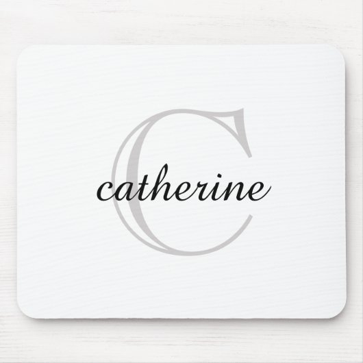 Klassisches Schlichtes White Script Monogram Mousepad (Vorne)