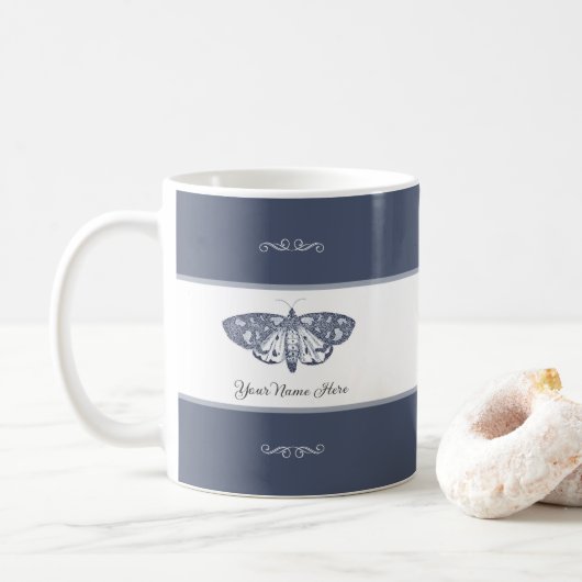 Klassisches Schmetterlingsinsekt, der deinen Namen Kaffeetasse (Mit Donut)