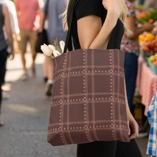 Klassisches Schokoladenbraun und Mauve geometrisch Tasche