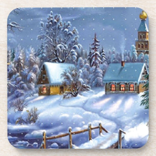 Klassisches, schönes, vintage Weihnachtsbild Getränkeuntersetzer