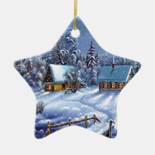 Klassisches, schönes, vintage Weihnachtsbild Keramik Ornament