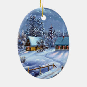 Klassisches, schönes, vintage Weihnachtsbild Keramik Ornament