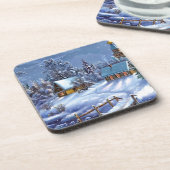 Klassisches, schönes Weihnachtsbild Getränkeuntersetzer (Linke Seite)