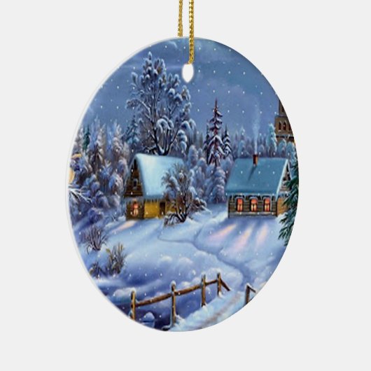 Klassisches, schönes Weihnachtsbild Keramik Ornament (Rechts)