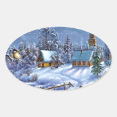 Klassisches, schönes Weihnachtsbild Ovaler Aufkleber (Vorderseite)