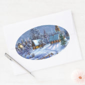Klassisches, schönes Weihnachtsbild Ovaler Aufkleber (Umschlag)