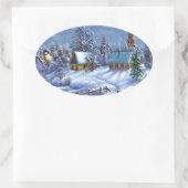 Klassisches, schönes Weihnachtsbild Ovaler Aufkleber (Tasche)