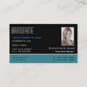 Klassisches Schwarz Aquamarin Weiß mit Beruflichem Visitenkarte (Rückseite)