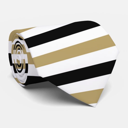 Klassisches Schwarz-Beige-Streifenmuster Krawatte (Gerollt)