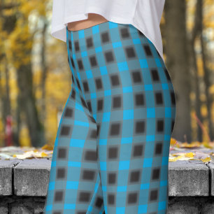 Klassisches Schwarz-Blau-Karo-Muster Leggings