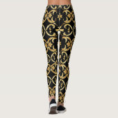 Klassisches Schwarz-Gold-Muster Leggings (Rückseite)