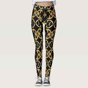 Klassisches Schwarz-Gold-Muster Leggings