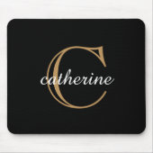 Klassisches Schwarz-Gold-Schrift-Monogramm Mousepad (Vorne)