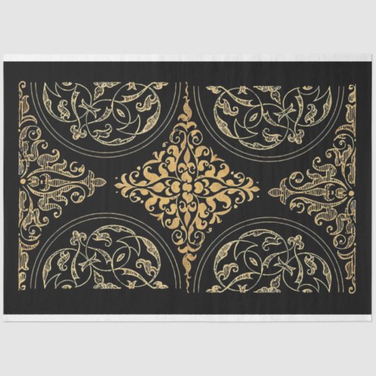 Klassisches Schwarz-Gold-Ziergewebe Seidenpapier (Vorderseite)