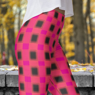 Klassisches Schwarz-Heiß-Rosa-Karo-Muster Leggings
