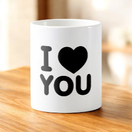 Klassisches Schwarz "I Liebe You" Herz Kaffeetasse