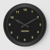 Klassisches Schwarz mit Gold Große Wanduhr (Vorderseite)