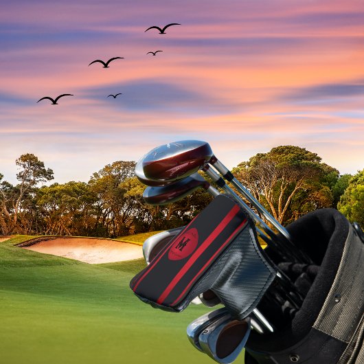 Klassisches Schwarz mit roten Streifen Anfangsmono Golf Headcover