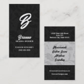 Klassisches Schwarz mit SilberDamaske Mit Monogram Visitenkarte (Vorne/Hinten)
