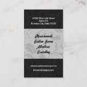 Klassisches Schwarz mit SilberDamaske Mit Monogram Visitenkarte (Rückseite)