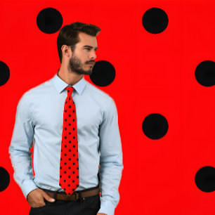 Klassisches Schwarz Polka Dot Muster auf Roter Kra Krawatte
