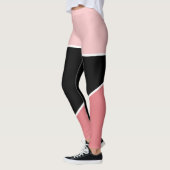Klassisches Schwarz-Rosa-Farbblockmuster Leggings (Links)