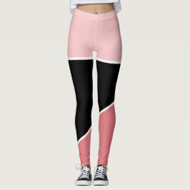 Klassisches Schwarz-Rosa-Farbblockmuster Leggings