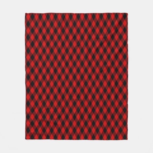 Klassisches Schwarz-Rot-Diamantmuster Fleecedecke (Vorderseite)