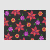 Klassisches Schwarz-Rot-Liberty-Blumenmuster Chic Seidenpapier (Vorderseite)