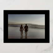 Klassisches Schwarz-Streifen-Foto Save the Date Folieneinladung (Rückseite)