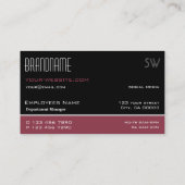 Klassisches Schwarz und Burgundy Einfach mit Monog Visitenkarte (Rückseite)