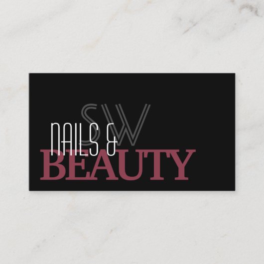 Klassisches Schwarz und Burgundy Einfach mit Monog Visitenkarte (Vorderseite)