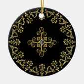 Klassisches Schwarz und Gold Keramik Ornament (Vorne)