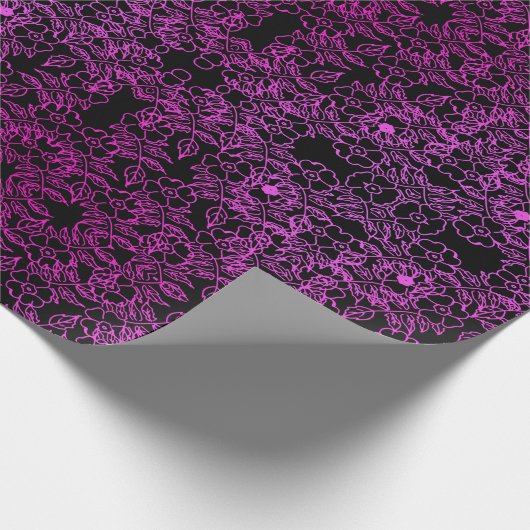 Klassisches Schwarz und Rosa Bläserglanz elegant Geschenkpapier (Ecke)