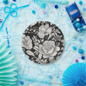 Klassisches Schwarz und Weiß, Vintag Pappteller (Party)