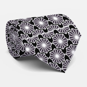 Klassisches Schwarz-Weiß-Abstrakt-Blumenmuster für Krawatte